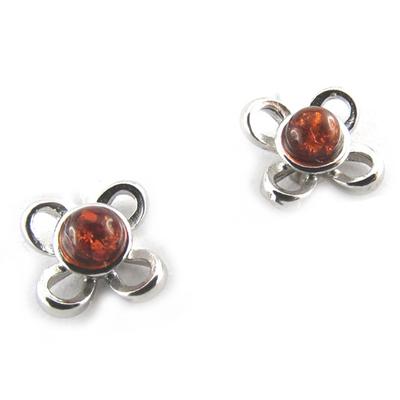 [N2230] - Cognac Amber 'Inspiration' Silver Earrings (rhodium-plated)