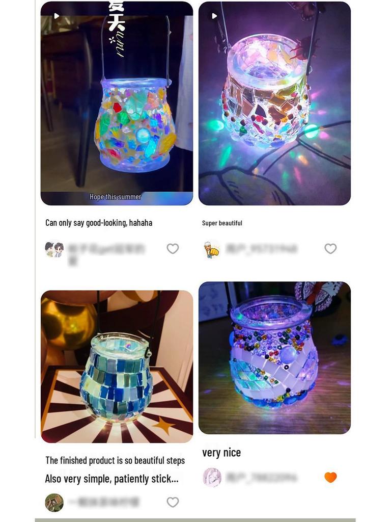 Glass Mosaic Candle Holder DIY Kit: Handmade Parent-Child Educational Toy for Children's Day