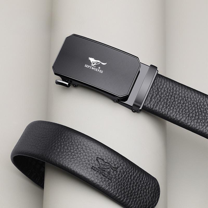 Belts for Men's Automatic Buckle Belt Head Layer Cowhide Belt Gift Versatile Belt Gift