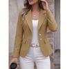 Women S Long Sleeve Blazer Jacket With Turn Down Collar Two Buttons Flap Pockets