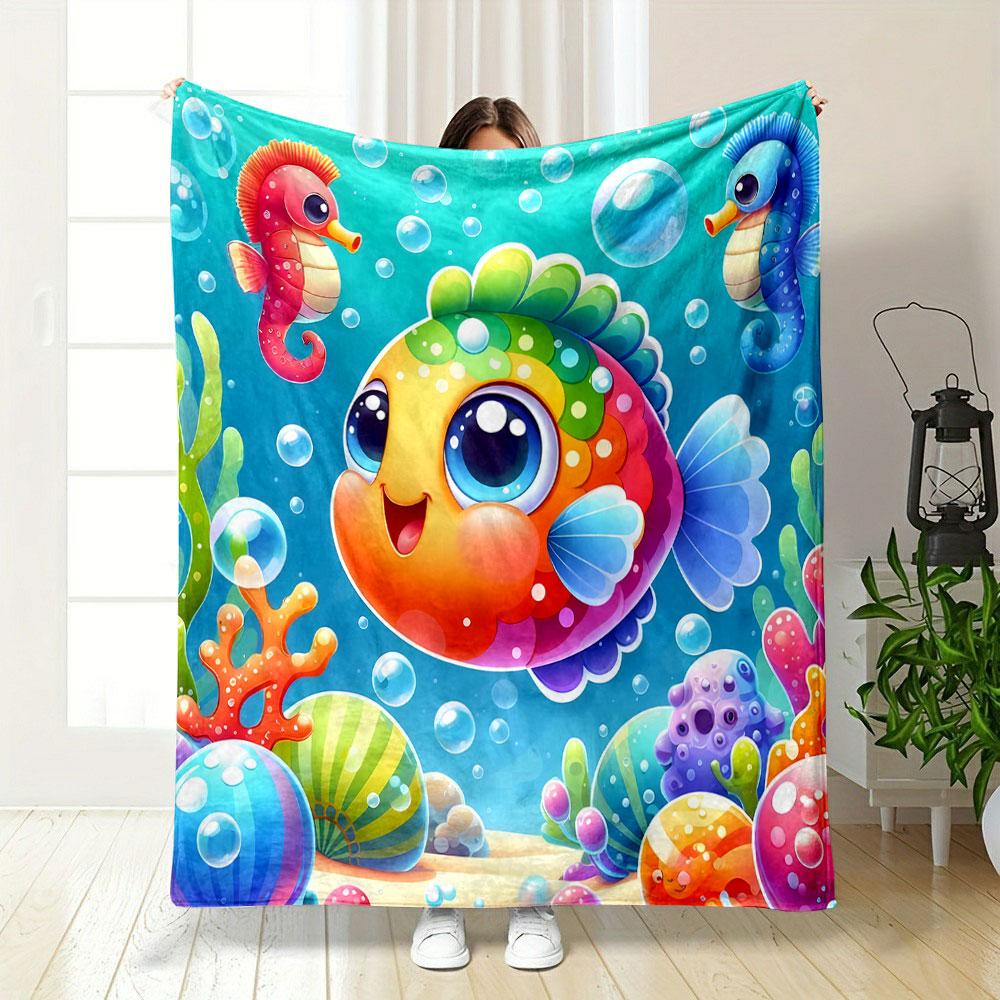 Colorful Ocean Friends print blanket soft and cozy perfect for the living room bed sofa or a nap,gift