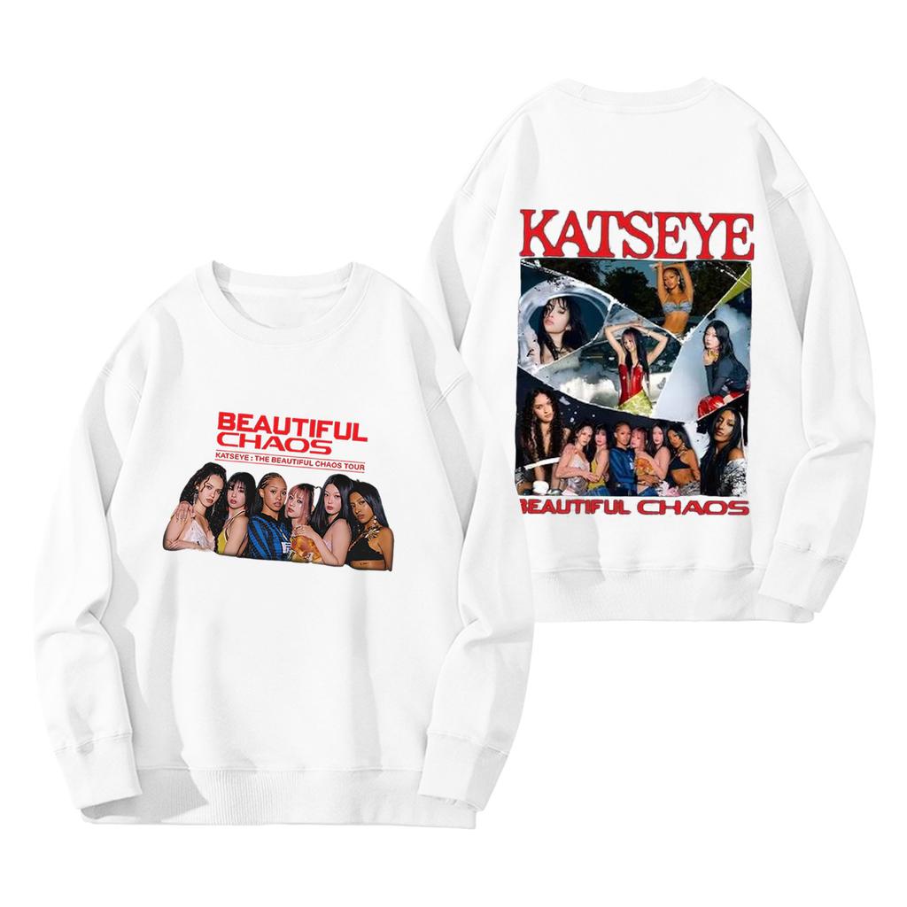 Women's Fashion Long Sleeve Print Round Neck Loose Pullover Sweater Top