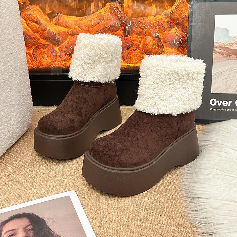 

Женские мягкие эластичные зимние теплые утепленные сноубутсы, увеличивающие рост на один шаг, нескользящие, износостойкие, повседневные, на хлопковой подкладке 40 темно-коричневого