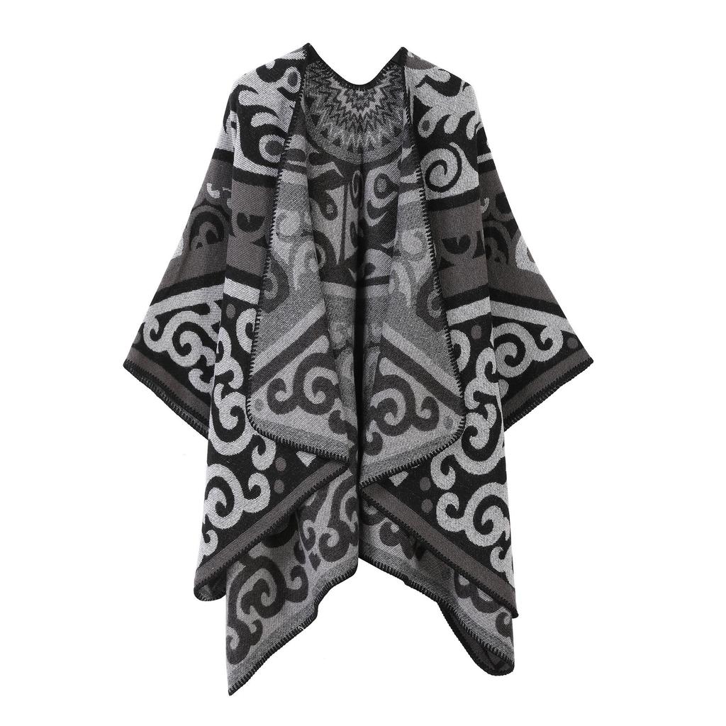 Women's Ethnic Shawl: Northwest Travel Cape, Thick Warm Scarf Cloak