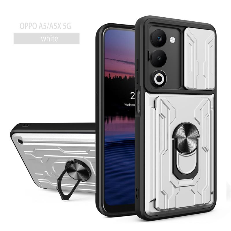 Funda Voor OPPO A5 4G 5G Hoesje Schokbestendig Pantser Kaarthouder Achterkant Voor Oppo A5x A 5x A5 X 4G 5G Schuiflens Beschermhoes OPPO A5 5G