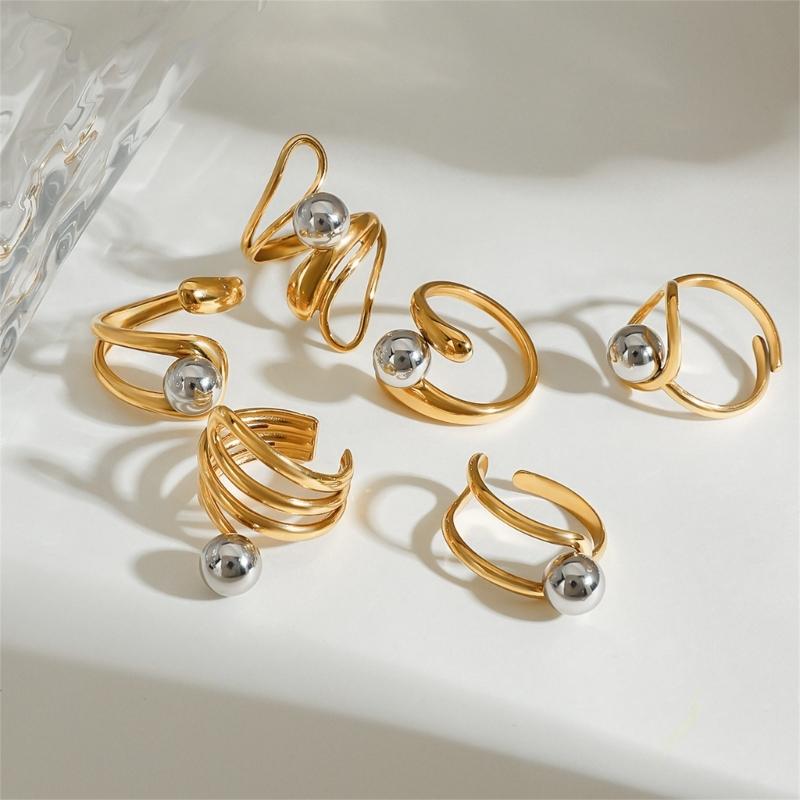 Anello Moderno Minimalista Vuoto Linea Irregolare Misura Flessibile Accessorio in Acciaio Inossidabile Per Occasioni Casual O Formali