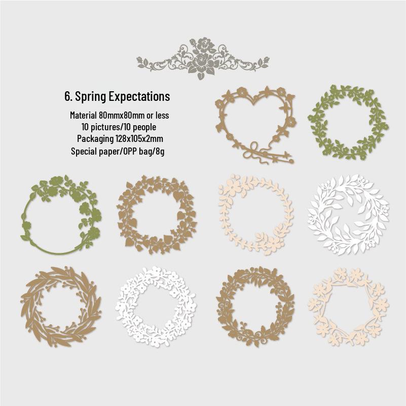 European Flower Wreath DIY Retro Journal Paper with Garden Theme - 6 Styles