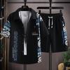 Men Casual Beach Clothes 2 Piece Set Shirt and Shorts Set Men Fashion Printing Casual Outfits Summer