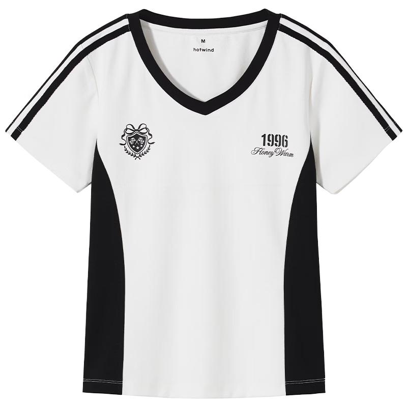 Hotwind Women s Color-block V-neck Short Sleeve T-Shirt S