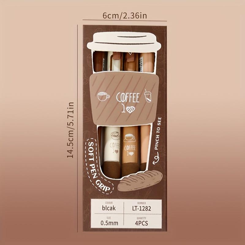 Set mit 4 eleganten Kaffee-farbenen Gel-Stiften mit einer ultrafeinen Spitze und einem weichen Griff, entwickelt für leichtes und komfortables Schreiben, perfekt für Studenten