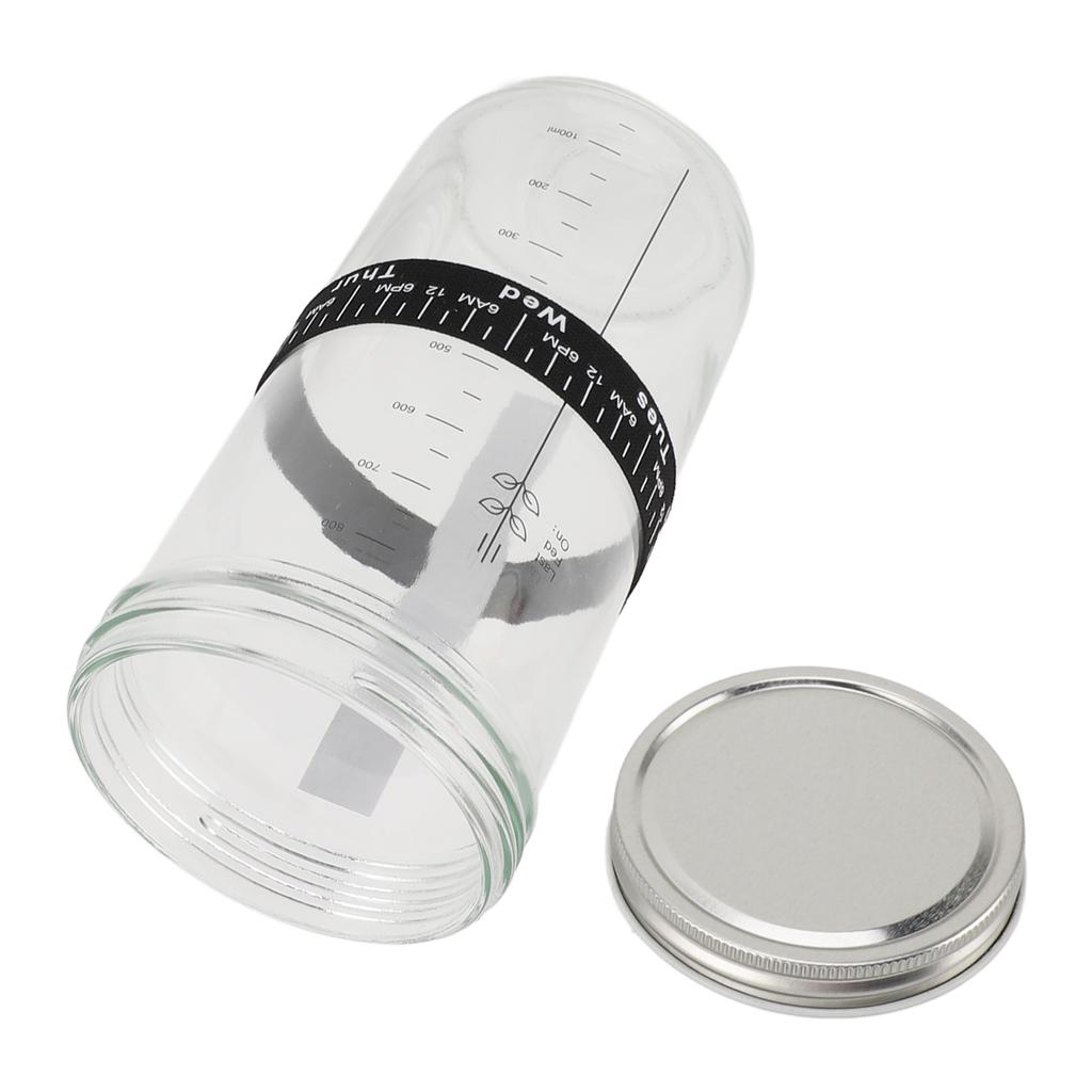 Sourdough Bread Starter Kit 34oz Glass Jar with Lid Date Feeding Mark Band Thermometer Band Silicone Scraper Bread