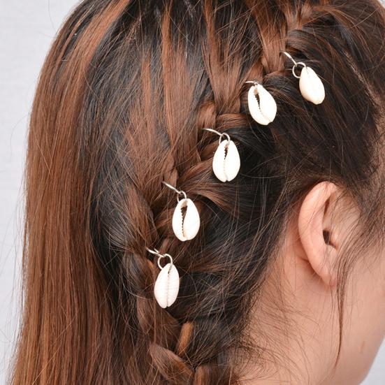 5/10Pcs Punk Women Hip-Hop Braid Hand Cross Shell Leaf Ring Hair Clips Accessory