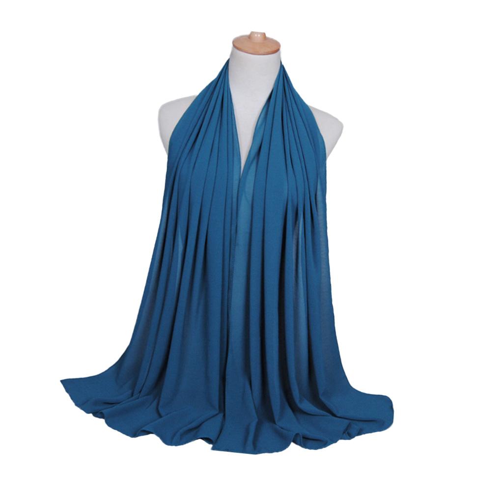 Pure Color 180*75cm Women Plain Bubble Chiffon Scarf Hijab Wrap Printe