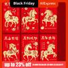 6pcs Gold Stamping 2026 New Year Red Envelope Blessing Traditional Horse Year Money Envelope Paper Gift Bags Spring Festival