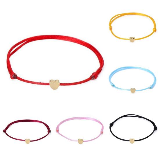 Fashion Women Heart Charm Rope Lucky Bracelet Bangle Adjustable Jewelry Gift