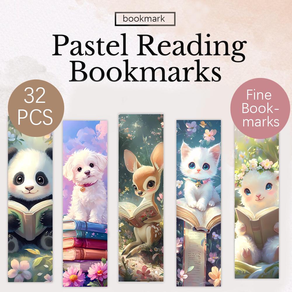 32pcs, Q-version animal collection bookmarks, suitable for teachers, readers and book lovers, birthday gift