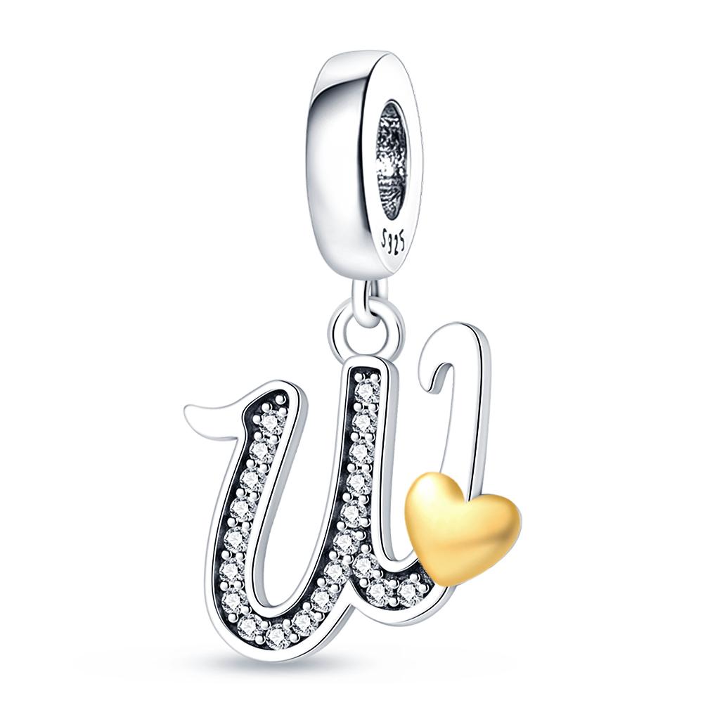 Copper Plated Diy Alphabet Charms Beads Love Heart Letter Gift Dangle Fit Original 3Mm Bracelet Bangle Jewelry Marking