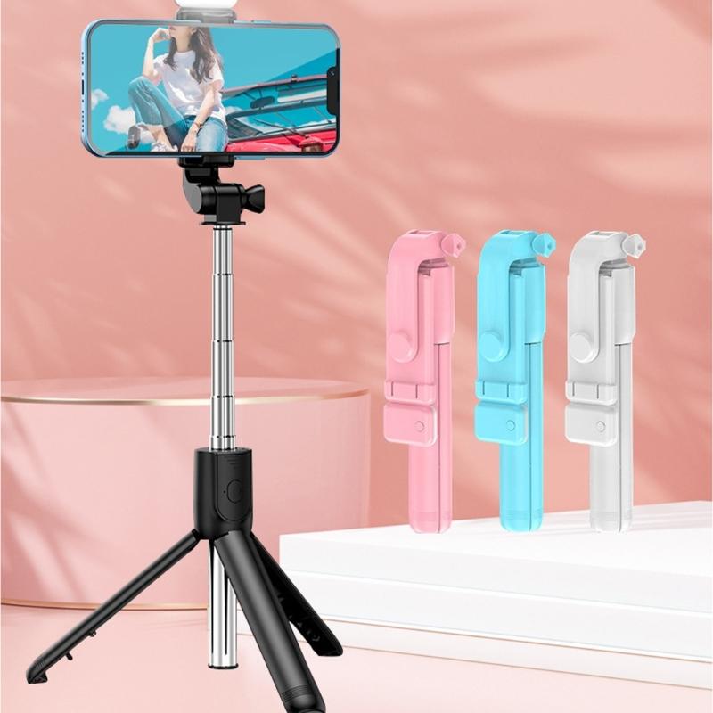 Bezdrátový selfie tyčový stativ se světlem Kompatibilní s Bluetooth Dálkové ovládaní Rozšiřitelný stativ pro nahrávání videa na telefonu