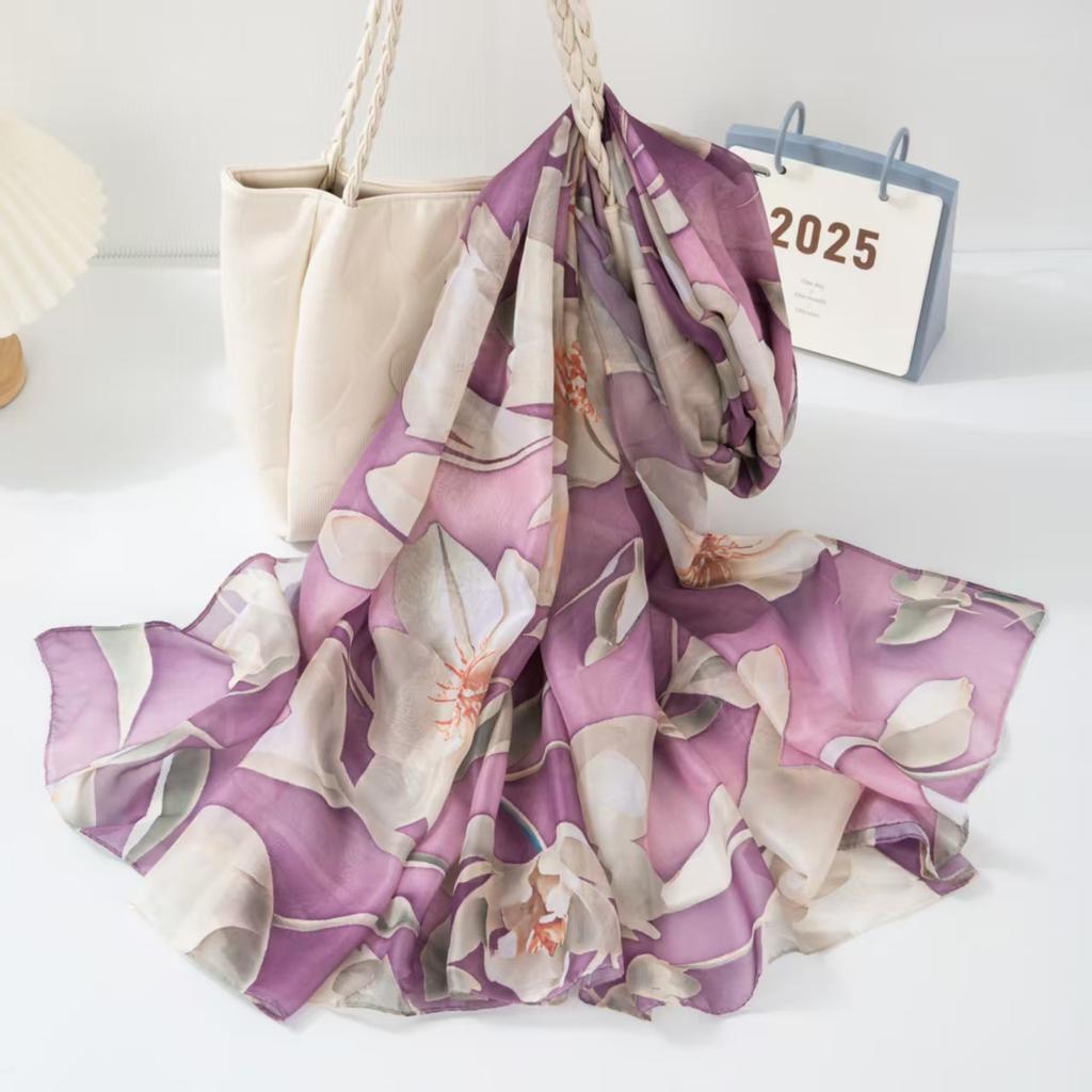 New Silk Scarf Female Fashion Beach Pashmina Bufanda Folral Women Shawl Wraps Bandana Ladies Scarves Large Foulard big Echarpe