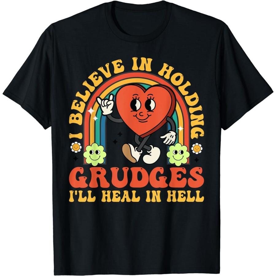 Eledvb I Believe in Holding Grudges Ill Heal in Hell Rainbow Heart T-Shirt XXXXXL чёрный