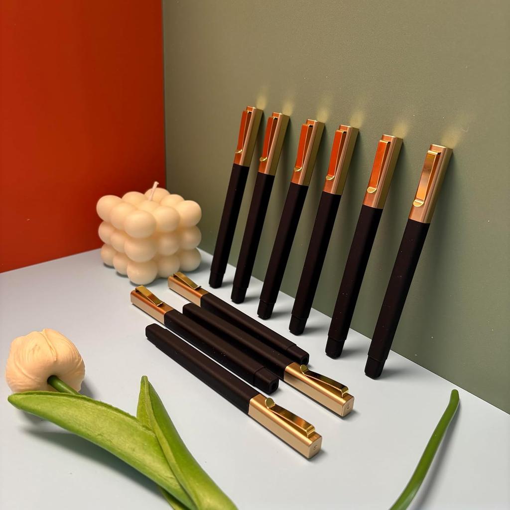 Aozora Aesthetic Pens Ballpoint Super Smooth Writing Pens Bulk 30 pack Medium Point 1.0mm No Bleed Pen with Gold Clip Black Ink