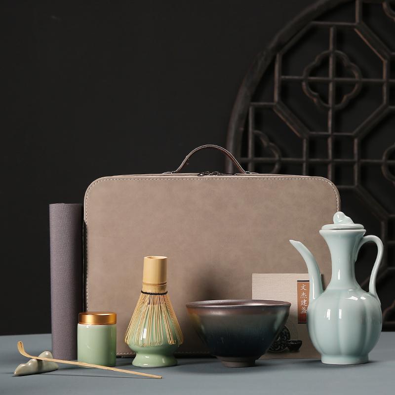 7ks/sada Ručně vyráběná Sada nástrojů na matcha čaj pro domácnost Snadno čistitelná Stojanová sada Miska Metlička Naběračka Dárková Ceremonie Tradiční japonské čajové sady