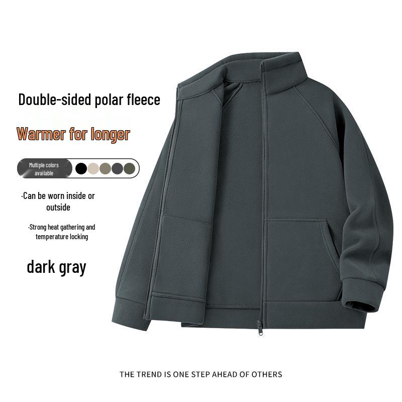 Men's 500G Polar Fleece Stand-Up Collar Jacket, Winter Plus Velvet Thickened Sweatshirt