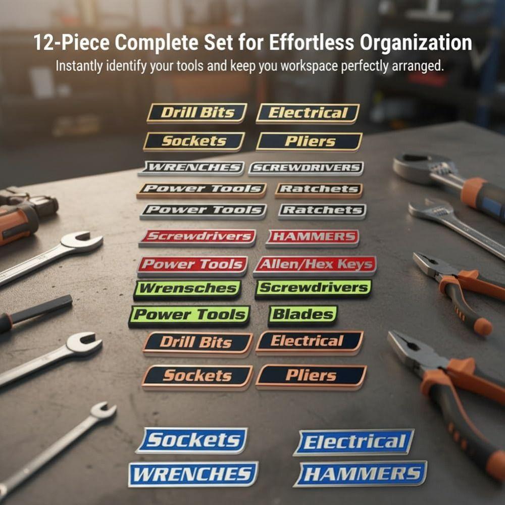 Portable 3D-Printed Tool Box Labels  For Steel Toolboxes Carts Drawers and Cabinets