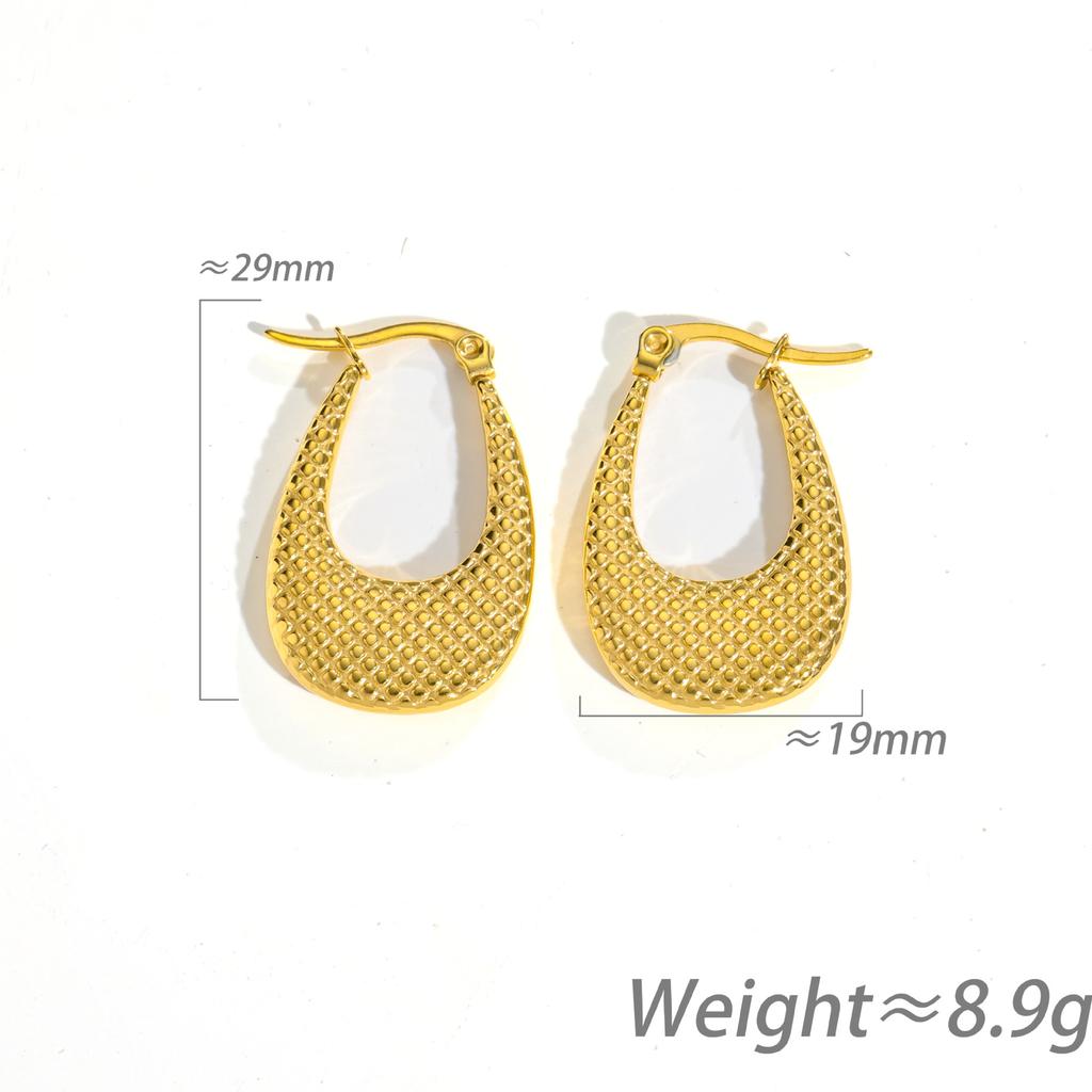 French Niche Retro Grid Type Titanium Steel Earrings, Girl Temperament Simple Personality Imperial Sister Wind Ear Jewelry Batch