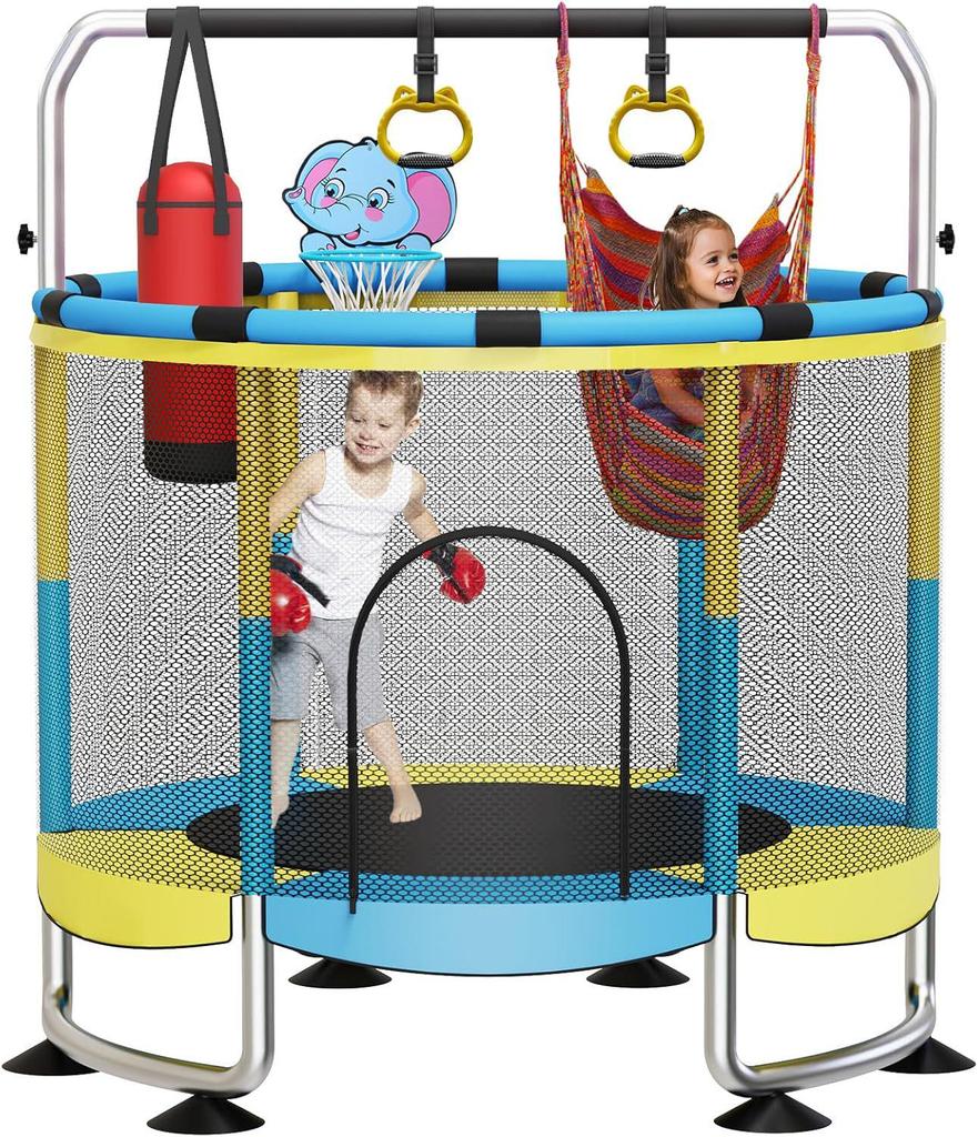 Children's Indoor Trampoline with Safety Fence for Ages 0-6