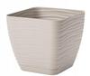 Hellgrauer Kunststoff-Blumentopf mit Untersetzer, 107x10cm quadratisch