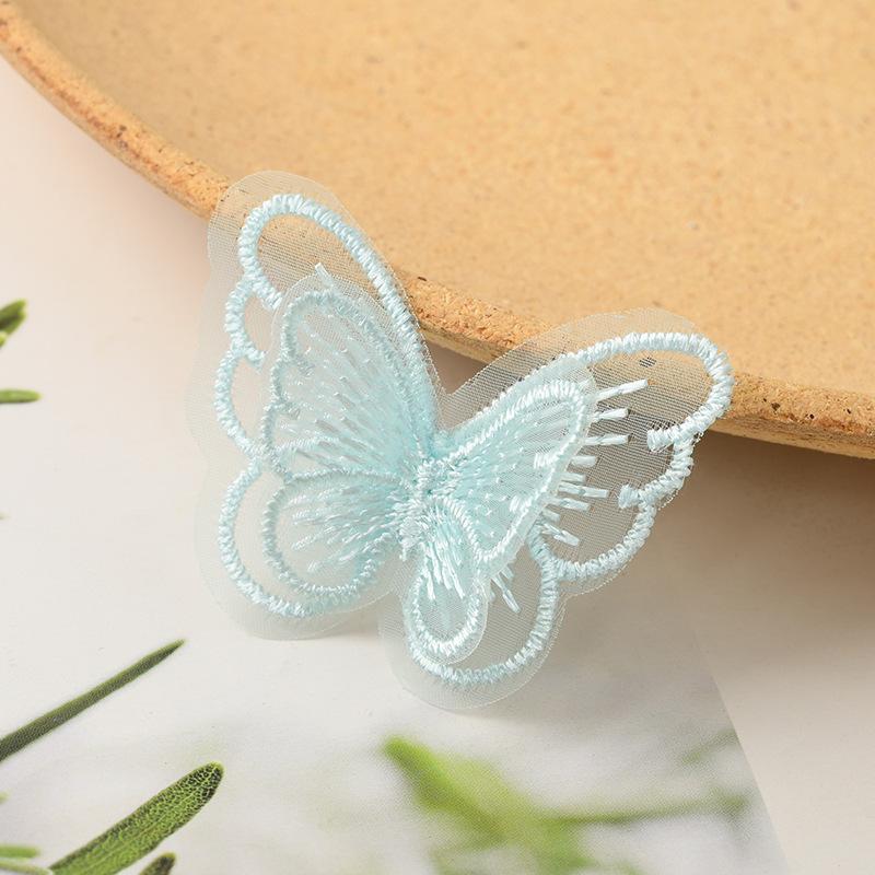 50pc Handmade Double Layer Mesh Butterfly Appliques For Clothes Sewing Supplies DIY Hair Clip Accessories 50pc