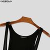 INCERUN Herren Tief ausgeschnittene Ärmellose Halbtransparente Ripp-Jumpsuits Romper Bodysuits Unterwäsche