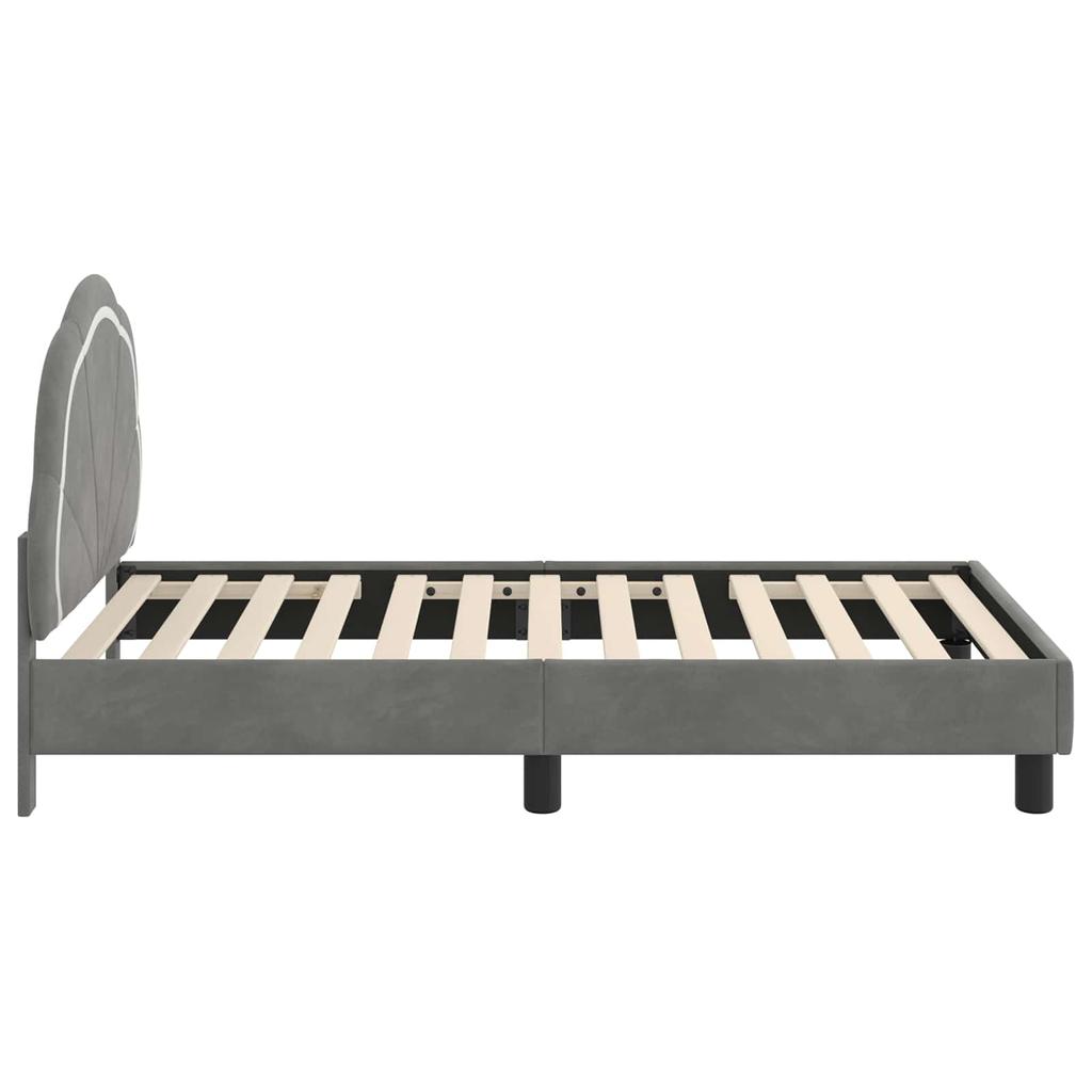 Kids Bed Frame with Headboard Dark Grey 80 x 160 cm Velvet