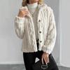 Women Lapel Cable Plush Fuzzy Jacket Button Down Soft Sherpa Warm Thick Short Coat Casual Winter Ladies Fleece Outerwear