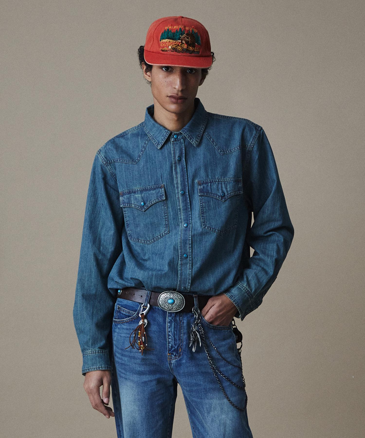 Penfield Dyed Denim Western Shirt Light Indigo_Fr1Wr18U Light Indigo/S