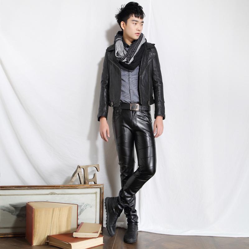 Men's Korean Slim Fit Tapered Leather Pants - Autumn/Winter Casual Wear