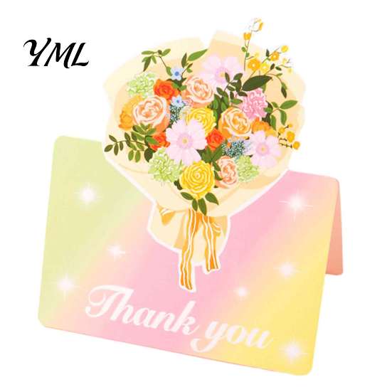 Floral Bouquet Greeting Card 10Pcs 3D Flower Thank You Card, Best Wishes Note Cards Appreciation Gifts for Anniversary, Mother's Day, Teachers'