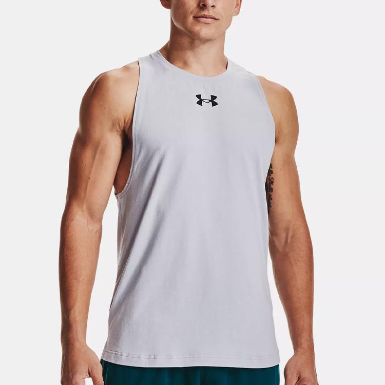 Under Armour Solid Color Crew Neck Sleeveless Sports Vest Men Tops Modern-Grey 1361901-011