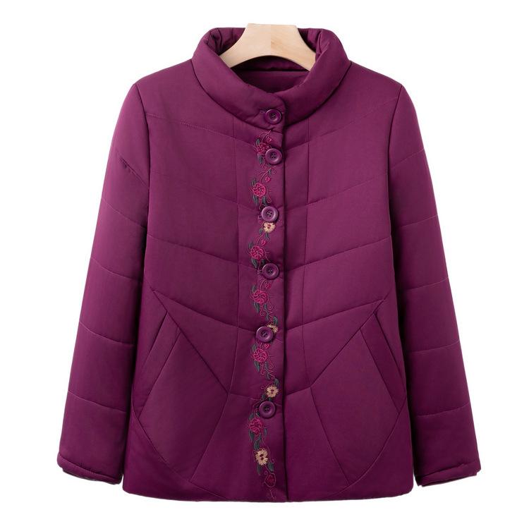 Embroidered Cotton Clothes Middle-aged and Elderly Women In Autumn and Winter Cotton Jacket Grandma Cotton Clothes Old Man Old Lady Clothes