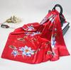 Silk Scarf Women Lotus Flower Design Square Scarves Office Ladies Shawl Bandanna 90*90cm Muslim Hijab Handkerchief Scarves
