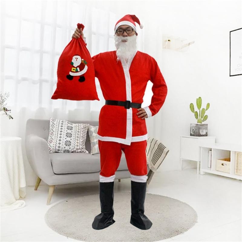 Santa Suit Christmas Santa Clauses Costume for Men Women Adults 3/4/5/6/7 Santa Costume Outfits Funny Santa Bear Hat