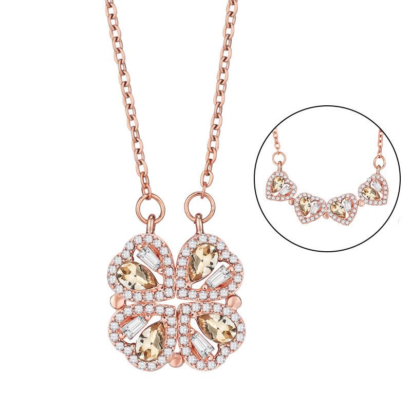 Elegant Four Leaf Clover Necklace For Women In Beautiful Rose Gold And Platinum Color Options