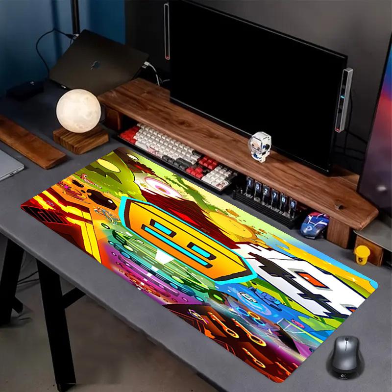 Geometry Dash Print Mouse Pad, Anti‑Slip Desktop Keyboard Mat, for PC Laptop Gaming Working Daily Use, Cool Festival Surprise Gift