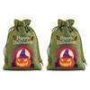 Handmade Style Party Bags 2Pcs Halloween Pumpkin Drawstring for Candy Treats, Retro Burlap Festival Totes Trick or Treat Bags, Portable Goodie
