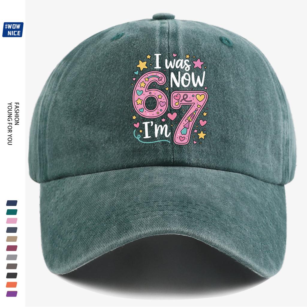Pc Pink Color Painted Number Cm Baseball Cap I Was  Now IM Cm Text Stars Hearts Rainbow Decoration Graduati