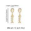 11119 European and American jewelry, new classic retro exaggerated personality fishbone alloy dripping earrings