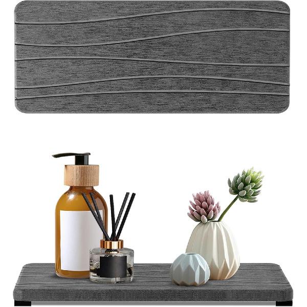 3PCS Water Absorbing Stone Tray, DryingNeat Diatomite Stone Sink Tray, Tant Dry Sink Coasters, Kitchen Sponge Hand Soap Holder, Countertop Fast