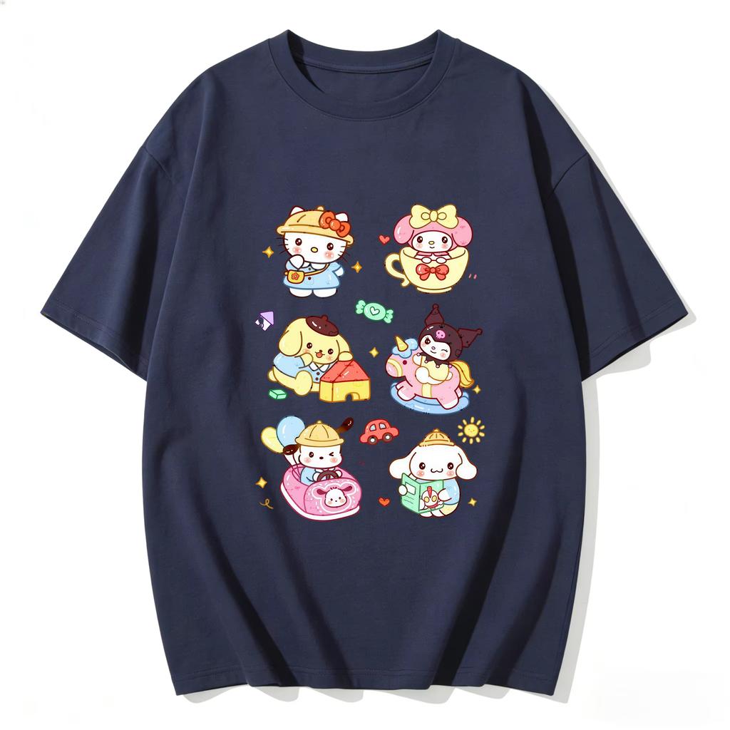 2026 New Summer Cute Sanrio TShirts Soft Cotton Short Sleeve Tees for Parents Kids Breathable Casual Daily Outfit Tops