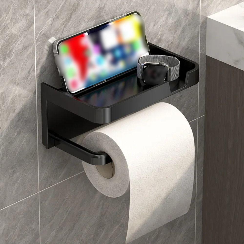 Waterproof Roll Paper Storage Rack Wall-Mounted Phone Storage Shelf  Household